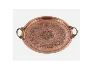 Plateau de service rond en métal de taille personnalisée dernière conception avec poignée en acacia en cuivre Produit Offre Spéciale à usage domestique - Product Image 6