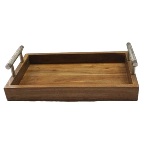 Bandeja de madera rectangular única del exportador del fabricante indio, diseño moderno, precio bajo, manijas de bandeja para servir para decoración del hogar, gran oferta - Product Image 3