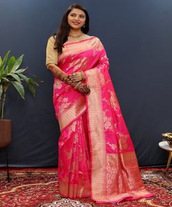 Superbe Saree Georgette pour femme avec broderie de mariée exclusive et chemisier fantaisie prêt à l'emploi pour mariage et fête - Product Image 1