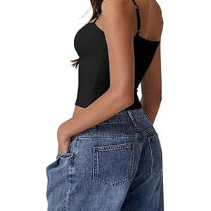 Camiseta sin mangas de diseño único de Color sólido para mujer, camiseta sin mangas con logotipo personalizado para mujer, gran oferta, camiseta sin mangas para mujer - Product Image 4