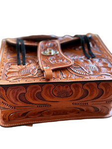 Hand Tooled Saddle-Shaped Leather Crossbody <b>Bag</b> Western Style Bohemian Animal Prints Zipper Closure for <b>Women</b> Travel All Made - Product Image 3