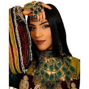 2024 nouvelle tendance haute qualité ensembles de bijoux faits à la main personnalisé multicolore afghan bijoux boucles d'oreilles collier et casque Tikka ensembles - Product Image 1