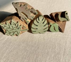 Bloc d'impression manuel en bois sculpté à la main |   Timbre à motif de feuille |   Outils d'impression textile DIY - Product Image 4
