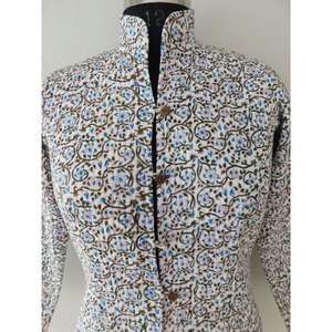Indian Block Floral Printed Quilted <b>Jacket</b> for <b>Women</b> Fashionable Short Party Wear Dress Breathable and Woven in Winter - Product Image 4