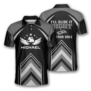 Camisa personalizada Cornhole Camiseta de bolos Camiseta de golf Sublimación Dye Polos deportivos para hombres - Product Image 3