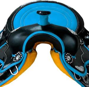 Selle équestre pour les professionnels débutants avec siège absorbant les chocs, poignée sécurisée, cuir véritable occidental, arbre en bois respirant - Product Image 3