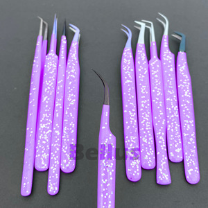 Pince à épiler pour greffe de cils Nano Grip Fiber Tip Volume Tools Russian Eyelash Extension Tweezer Set Curved Boot L Tip Custom Logo - Product Image 2