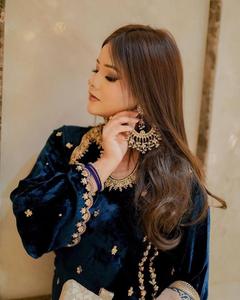 ชุด Plazo ที่สวยงาม Georgette เทียมหนักพร้อมลําดับการเย็บปักถักร้อย 5 มม. งานหนักด้วยผ้าฝ้ายไมโครคุณภาพสูง Latkan Dori - Product Image 4