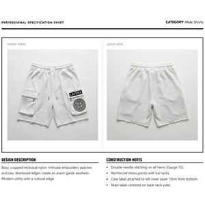 Pantalones Cortos Cargo para Hombre, de Poliéster/Algodón, Color Liso, Bordado Personalizado, Estilo Y2K, Corte Cuadrado, Dobladillo Deshilachado, Estilo Informal para Gimnasio, Ecológicos - Product Image 6