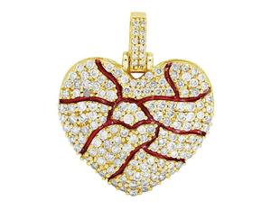 Pendentif Cœur Brisé Luxe Serti de Moissanite, Bijou Hip Hop en Or, Breloque - Product Image 3