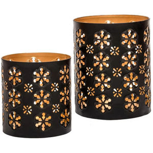 Juego de 3 Portavelas de Metal Negro y Dorado, Elegantes Portavelas Votivas de Hierro Cortado con Láser para Decoración del Hogar y Regalos Festivos - Product Image 2