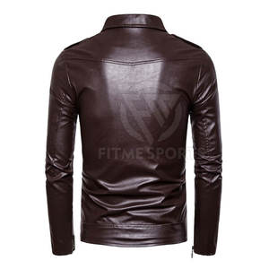 Venta al por mayor Chaqueta de cuero de talla grande Uso al aire libre Chaqueta de cuero de cuello alto Hombres Chaqueta de cuero de invierno - Product Image 2