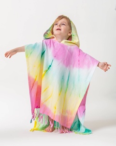 Poncho de bain à capuche pour enfants Tie-dye multicolore, 2-5 ans, 100% coton - Product Image 4
