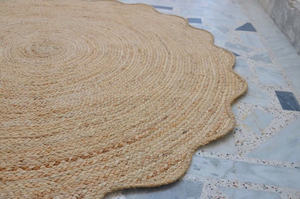 Tapis de jute festonné-Tapis rectangulaire tissé à la main Tapis de salon classique antidérapant durable toutes saisons du Vietnam - Product Image 5