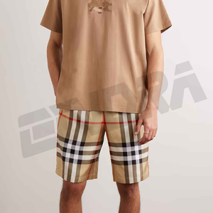 <b>Mens</b> denim <b>shorts</b> with <b>check</b> print bold streetwear style raw edge casual fashion summer essential relaxed fit cool everyday jean - Product Image 4