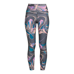 High Waist Ankle-Length Yoga Leggings With Abstract Print Sublimation Transfer Four-Way Stretch Spandex Polyester Pants - Product Image 3