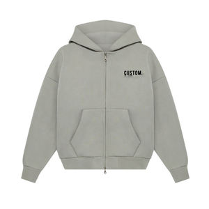 Sweat à capuche d'automne pour hommes de haute qualité en coton polaire à fermeture éclair épaisse et surdimensionnée écologique avec couleurs personnalisées et impression de logo - Product Image 6