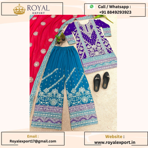 เปิดตัวชุดปาร์ตี้ดีไซเนอร์ใหม่ดูแฟนซีท็อปดูปัตตาและกางเกงเย็บเต็มขายส่งโดยรอยัลส่งออก - Product Image 6