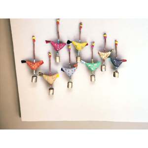 Clochette artisanale bohème en coton pour petit oiseau, ornée de perles et de poules porte-bonheur, lot en gros pour la décoration de Diwali - Product Image 2