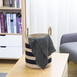 New Design <b>Woven</b> <b>Basket</b> Cotton and Stitching Seagrass <b>Basket</b> Storage Organization Craft Home Homeware Accessories - Product Image 5