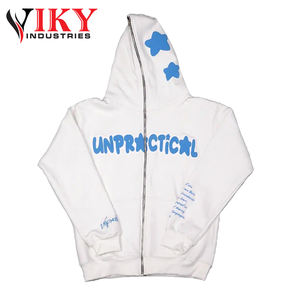 Sweat à capuche zippé de conception OEM pour hommes sweat à capuche vierge en éponge française impression bouffante décontracté lavage à l'acide sweats à capuche personnalisés par VIKY INDUSTRIES - Product Image 2