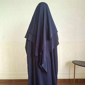 ชุดคลุมสตรีคุณภาพสูง / ชุดธอบ แบบใหม่ ยาวพิเศษ ผ้าคลุมศีรษะแบบสองชั้น ผ้าชีฟอง สำหรับชาวมุสลิม ผ้าคลุมหน้า นิقاب ระบายอากาศได้ดี ใช้ได้ทุกฤดู - Product Image 3