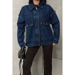 XLove Jeans Women's Brown 100% Cotton <b>Denim</b> <b>Jacket</b> with Pockets, Classic Regular Fit, Long Sleeve, Turn-down Collar for Autumn - Product Image 5