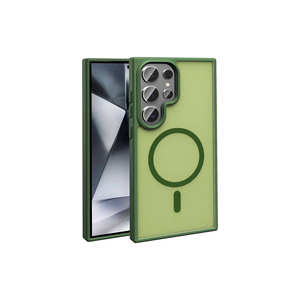 Funda Magnética de Carga para Magsafe, Color Verde Oscuro, para Samsung Galaxy S24 Ultra, Funda de Silicona a Prueba de Golpes, Diseño Transparente de PC - Product Image 1