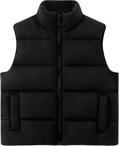 Gilet matelassé court pour femme, fermeture éclair, col montant, sans manches, gilets matelassés courts - Product Image 1