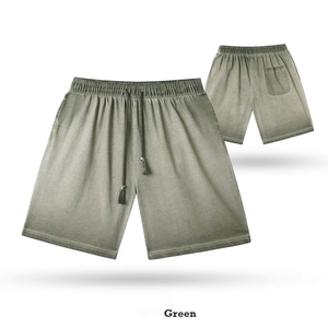 Almacén de EE. UU. Personalizar Algodón puro Verano Casual Cintura media Sucio Lavado Vintage Gradiente Sólido Hombres Cinco puntos Corto - Product Image 1