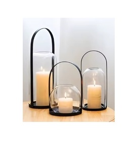 Iluminación decorativa linterna de hierro verde Pc soporte de vela linterna para decoraciones navideñas hechas a mano al por mayor a granel - Product Image 5