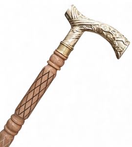 Bastón de Caminar de Lujo Vintage Ligero de 3 Secciones, Mango de Madera Tallada en Latón Macizo, Elegante, Duradero y Ajustable - Product Image 2