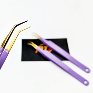 แหนบต่อขนตาแบบมืออาชีพ ผลิตจากสแตนเลสเคลือบสี ปรับแต่งสีได้ เป็นมิตรกับสิ่งแวดล้อม ป้องกันไฟฟ้าสถิต แข็งแรง ทนทาน - Product Image 6