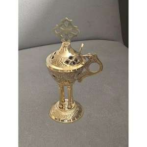 Encensoir en laiton à graver, brûleur d'encens décoratif en croix sur le dessus, artisanat en métal, diffuseur d'encens/d'arômes de luxe pour cadeaux - Product Image 4