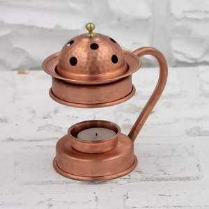 Copper Traditional Brushed Handmade Aromatherapy Steamer Incense, Yoga Meditation Steam, Spiritual Gift, <b>Candle</b> Holder With Lid - Product Image 1