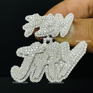 Colgante de Letra con Diamantes Cultivados en Laboratorio, Chapado en Oro de 10K, Estilo Hip Hop Cristiano Unisex, Corte Brillante Redondo - Product Image 2