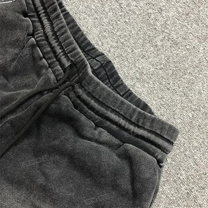 Pantalones cortos de sudor de algodón con lavado ácido Vintage de verano para hombre, tinte solar que se desvanece, borde cortado, a prueba de viento, antiarrugas, patrón sólido, servicio OEM - Product Image 6