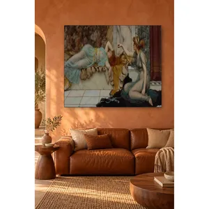 Fida Godward, femme allongée sur une peau de tigre et fille coquette, impression sur toile - Product Image 3
