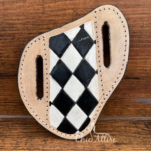 Housse de couteau à découper à carreaux personnalisée, gaine de couteaux en cuir véritable de haute qualité avec boucle de ceinture incluse - Product Image 1