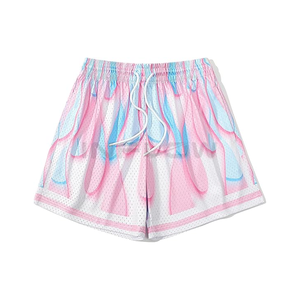 Men's Polyester/Cotton Mesh Shorts Comfort <b>Elastic</b> Waistband Heat-Transfer Printed High Street Style Drawstring Closure <b>Lace</b> - Product Image 1