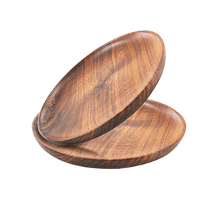 Platos de cena clásicos de madera de acacia de 11 pulgadas, bandeja de servicio de madera ligera de fácil limpieza, platos elegantes - Product Image 5