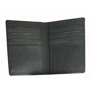 Black Genuine Leather Card Holder, 2-Sided Genuine Leather Folio Pocket Slim Card Wallet Case with 8 Card Pockets Unisex