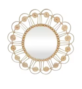 Miroirs en rotin design moderne avec décorations murales Miroirs naturels avec cadres Usine directe du Vietnam pour anniversaire mariage - Product Image 3