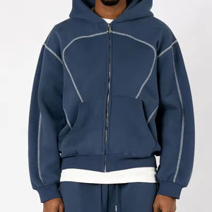 Sweat à capuche zippé sur mesure pour hommes Pull d'hiver classique uni avec manteau chaud à manches longues et fermeture éclair Veste de sweat en gros - Product Image 1