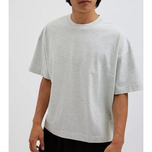 เสื้อยืดทรงบ็อกซ์สีขาวล้วนสำหรับผู้ชาย แบบเรียบง่าย ไซส์ใหญ่พิเศษ น้ำหนัก 250 กรัม ผ้าฝ้าย 100% ทรงบ็อกซ์ฟิตแบบครอป - Product Image 3