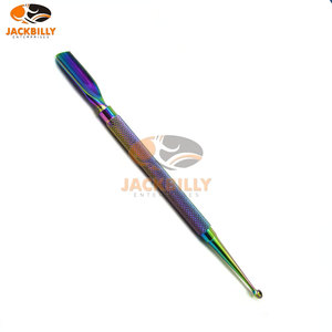 Soins des ongles professionnels manucure pédicure poussoir Double face en acier inoxydable gouge à cuticules avec style cuillère de hockey - Product Image 4