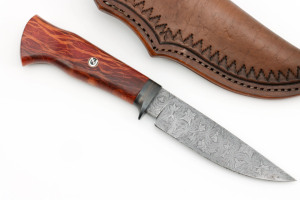 Couteau Bowie d'extérieur personnalisable DIY avec lame San Mai Damas manche en bois fait main et couverture en cuir de qualité OEM - Product Image 3