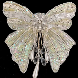 ผ้าโพลีเมชปักพลอยเทียมรูปผีเสื้อสำหรับงานแต่งงานงานเย็บติดแบบแฮนด์เมดลายฮอตฟิดปักประกายวิบวับ - Product Image 1