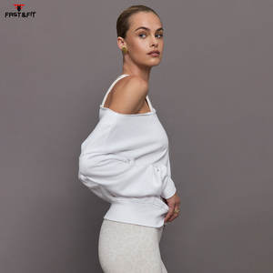 Sudadera de talla grande de manga larga con hombros descubiertos para mujer de diseño personalizado de alta calidad, transpirable antiarrugas con estampado de logotipo frontal - Product Image 3