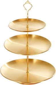 Support à gâteaux de forme ronde à cinq niveaux, avec bords découpés et précieux, présentoir et service de gâteaux de Style luxueux avec anneau de transport - Product Image 6
